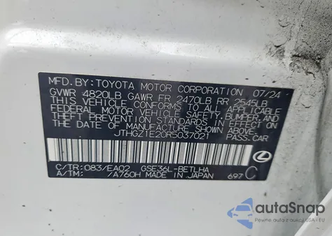 2024 Lexus Is 350 F Sport из США, поврежденный, VIN JTHGZ1E20R5037021